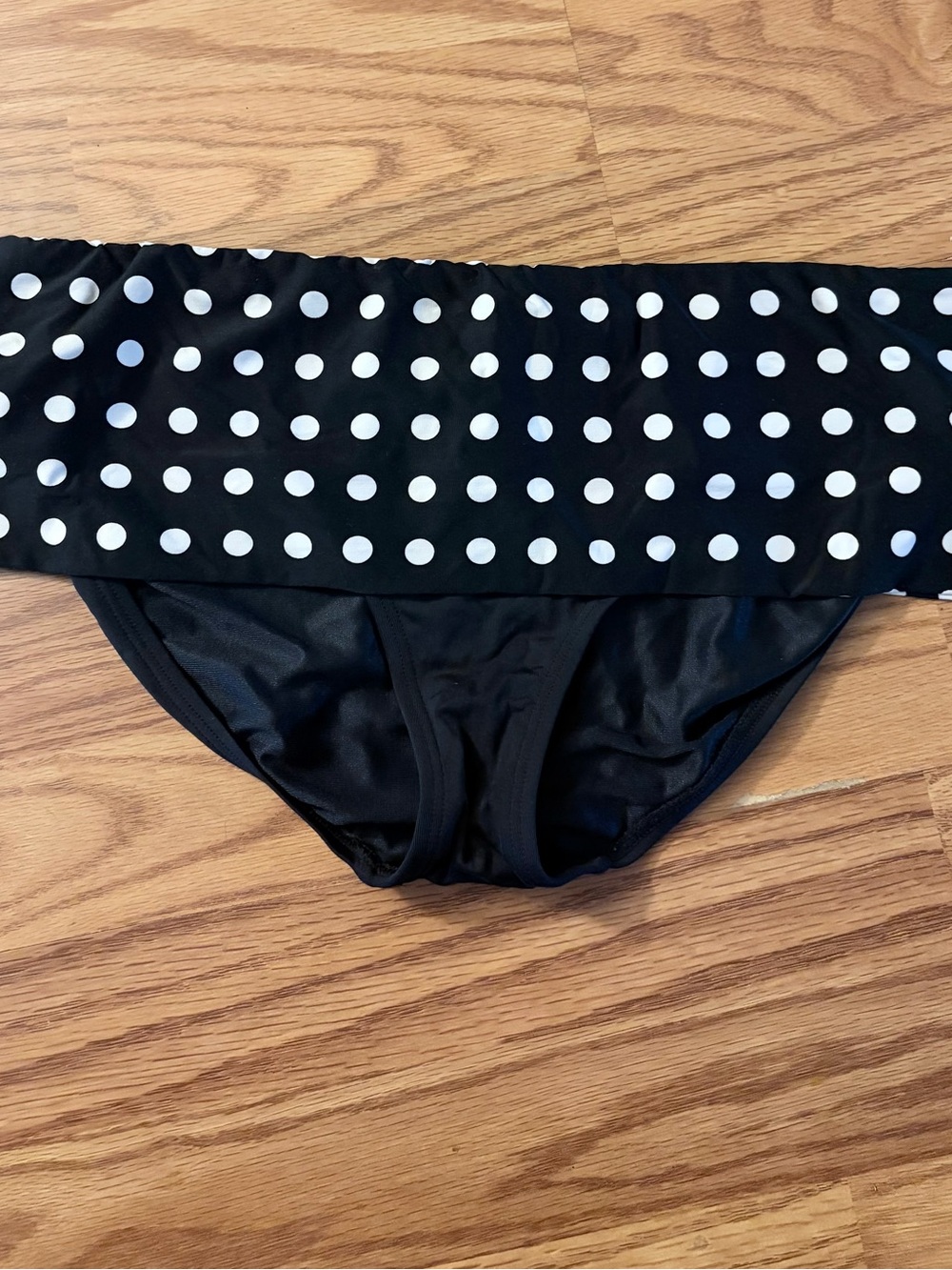 Coco Reef Black Polka Dot Fold-Over Bikini Bottom sz L
